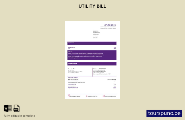 listo para imprimir España Barcelona endesa X plantilla de factura de electricid